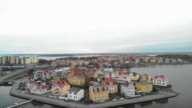 Aerial video of Ekholmen in Karlskrona, Sweden