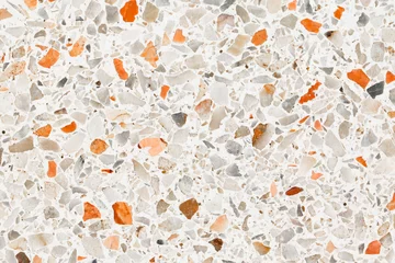 Foto op Plexiglas terrazzo flooring which has Orange rock Small or marble old. polished stone wall beautiful texture for background with copy space add text © pramot48