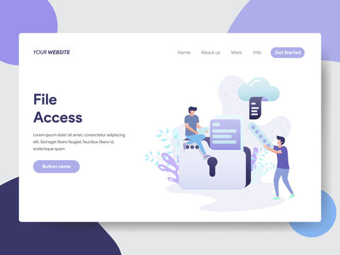 Landing page template of File Access Illustration Concept. Modern flat design concept of web page design for website and mobile website.Vector illustration