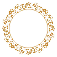 Decorative frame Elegant vector element for design in Eastern style, place for text. Floral golden border. Lace illustration for invitations and greeting cards.