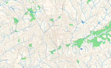 Winston–Salem North Carolina printable map excerpt