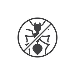 No ant pest vector icon. filled flat sign for mobile concept and web design. Ant insects prohibited insects simple solid icon. Stop pests symbol, logo illustration. Pixel perfect vector graphics
