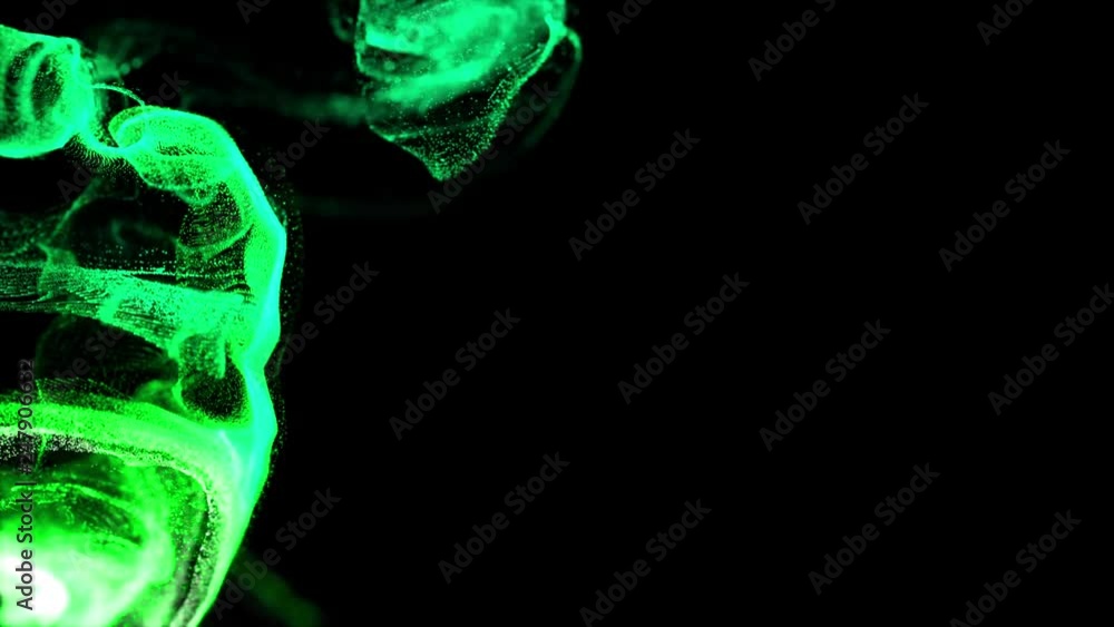 Poster 3d ink effect advection in 4k. glitter in stream of invisible ink in water. 3d render with depth of 