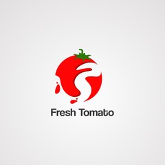fresh tomato logo vector, icon, element, and template