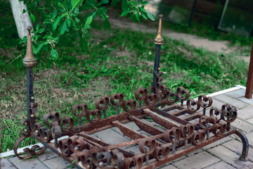 Fototapeta premium old rusty iron stand for skewers