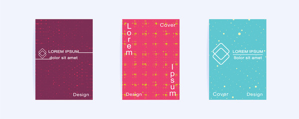 Cover layouts design with halftone dots. Mock up Cover Template for brochures, presentation, book, notebook, booklet, flyer, report, poster, album, magazine. Abstract geometric blue, pink backgrounds