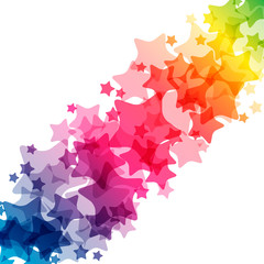 Obraz premium Rainbow stars border, vector texture, carnival bright decoration card.