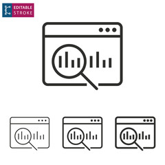 Data analysis line icon on white background. Editable stroke.