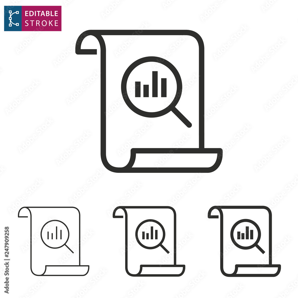 Wall mural data analysis line icon on white background. editable stroke.