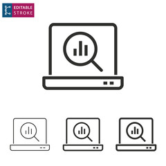 Data analysis line icon on white background. Editable stroke.