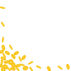 Bitcoin, internet currency coins falling. Scattere