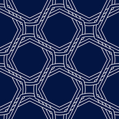 Abstract dark blue seamless background. White pattern