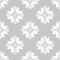 Fototapeta na wymiar Floral seamless pattern. White design on gray background
