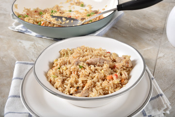 fried rice with chicken and vegetables