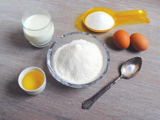 baked cupcakes for easter on the table, ingredients