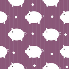 Seamless pattern, cute piggy art background design for fabric and decor