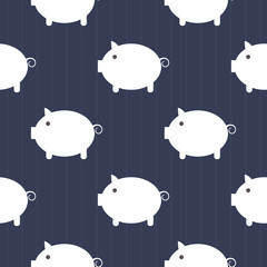 Seamless pattern, cute piggy art background design for fabric and decor