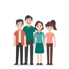 Set of People Character Family concept,uncle, aunt , grandchild, nephew, niece, cartoon character flat design vector on white background.
