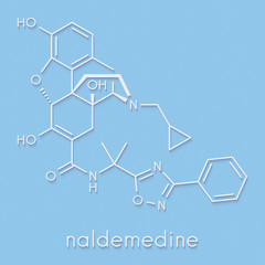 Naldemedine drug molecule. Skeletal formula.