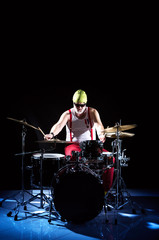 Fototapeta premium Drummer playing on drum set