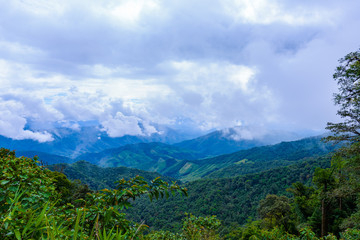 View of the mountain range and sea of mist in the morning