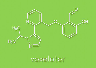 Voxelotor sickle cell disease drug molecule Skeletal formula.