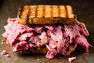 rustic american corned beef sandwich