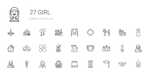 girl icons set