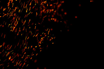 flame of fire with sparks on a black background