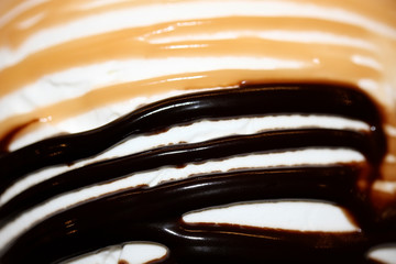 Texture , background of cake decorated with vanilla glaze. Close up. Macro