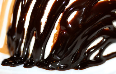 Texture , background of cake decorated with vanilla glaze. Close up. Macro