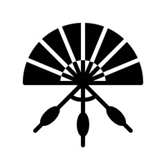 Hand fan vector, Chinese lunar new year solid style icon © lukpedclub