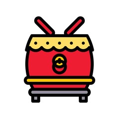Drum vector, Chinese lunar new year filled icon