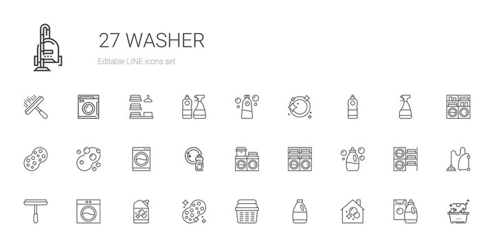 washer icons set