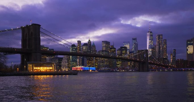 View of Manhattan New York City and Brooklyn bridge United States of America
