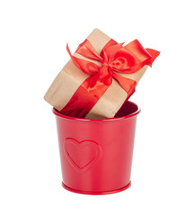 gift box with ribbon bow isolated on white background