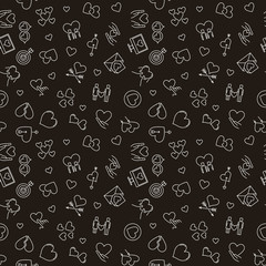 Saint Valentine's Day vector concept seamless pattern or background in thin line style