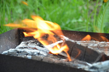 Hot coals in the fire