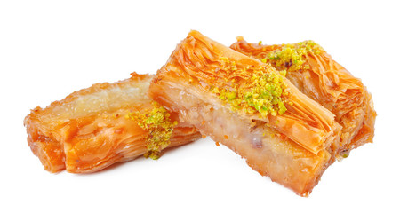 Turkish Ramadan Dessert Baklava isolated on white