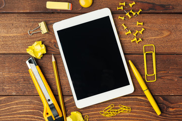 Digital tablet on office table
