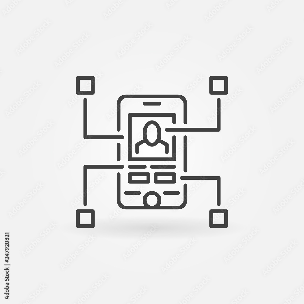 Poster mobile app development vector concept icon or symbol in thin line style