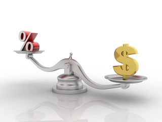 3d rendering Dollar symbol with percentage
