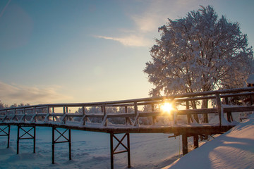 Fototapeta na wymiar Arkhangelsk region. Winter in the vicinity of the village Levkovka.