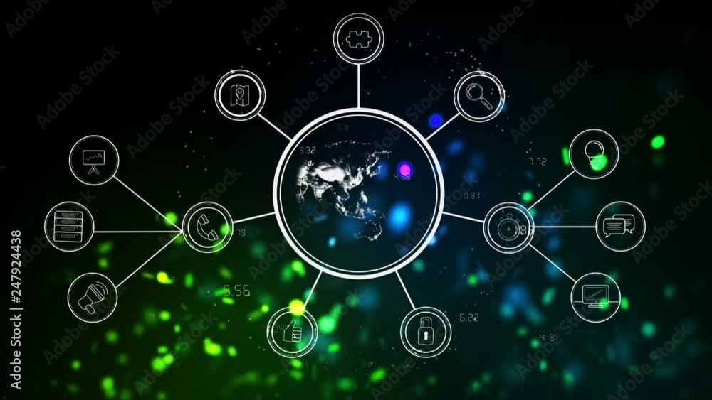 Poster map with network connection icons