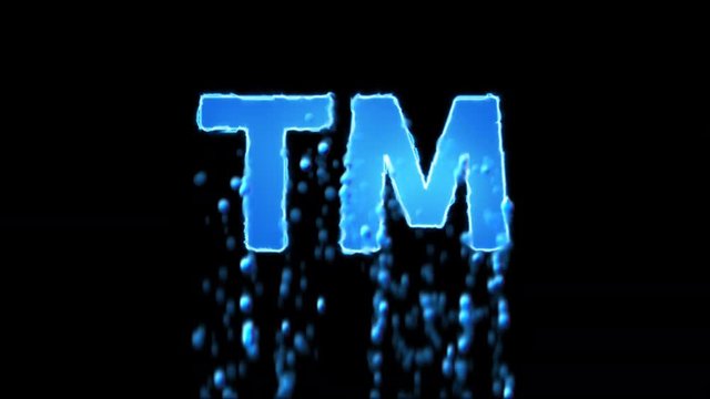 Liquid symbol trademark appears with water droplets. Then dissolves with drops of water. Alpha channel black