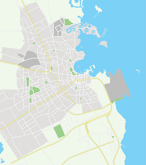 Vector color map of  Doha, Qatar. City Plan of Doha. Vector illustration - 247924880