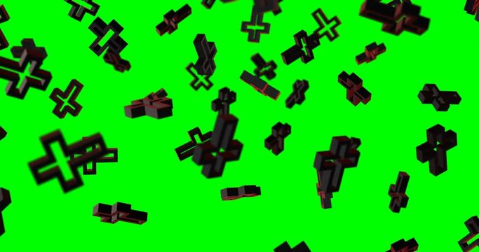 3d crucifix symbol falling slow motion