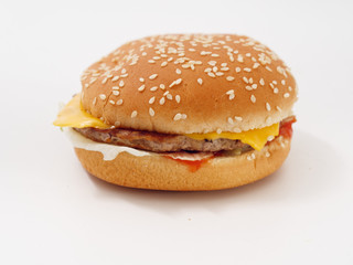 fast food small burger on white background
