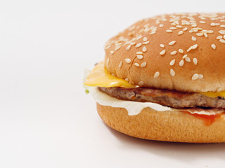 fast food small burger on white background