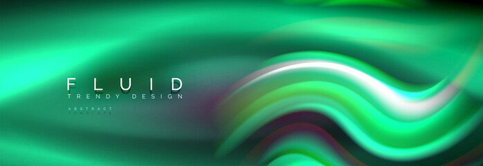 Fluid color neon wave lines background, neon liquid color futuristic paint template